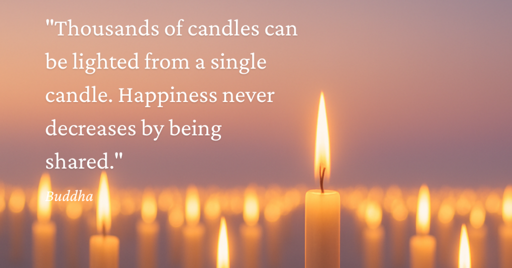 “Thousands of candles can be lighted from a single candle. Happiness never decreases by being shared.” – What It Means