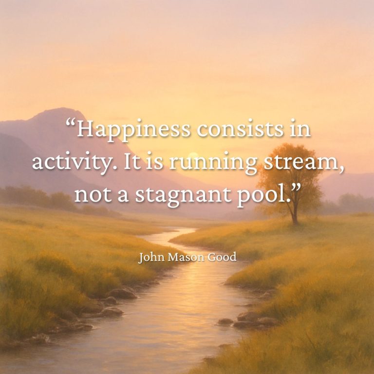 Happiness consists in activity. It is running stream, not a stagnant pool John Mason Good quote