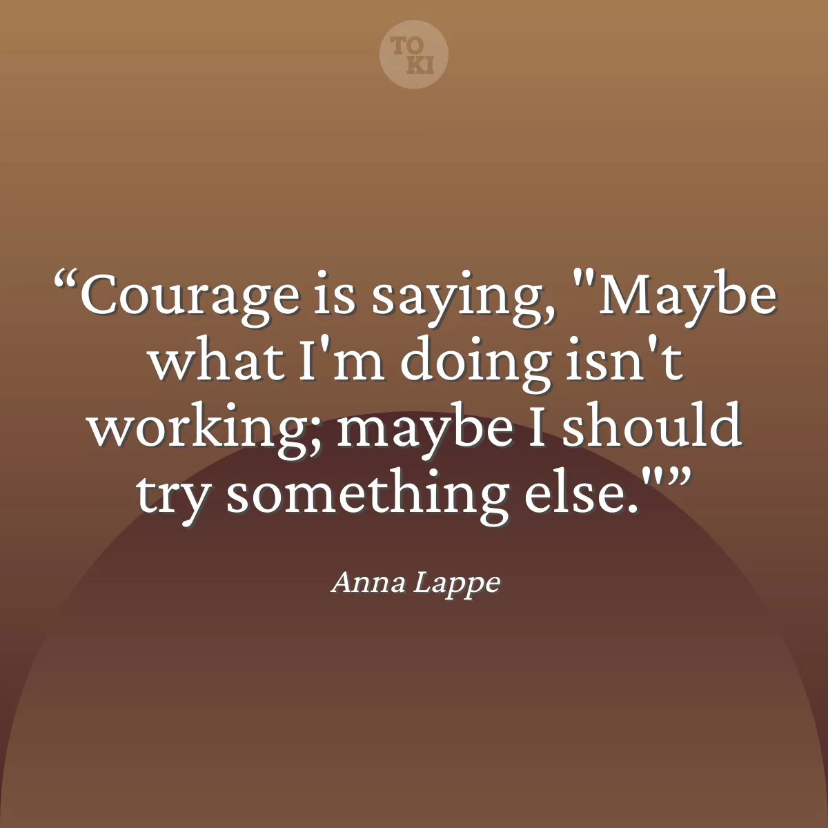 Courage is saying, "Maybe what I'm doing isn't working; maybe I should try something else." - Anna Lappe Quote